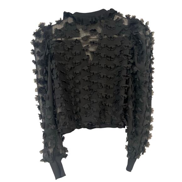 Zara Womens Sheer 3D Floral Cardigan Small Business Casual Semi Formal - Picture 3 of 8